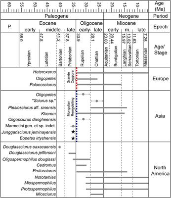 Two large squirrels (Rodentia, Mammalia) from the Junggar Basin of northwestern China demonstrate early radiation among squirrels and suggest forested paleoenvironment in the late Eocene of Central Asia